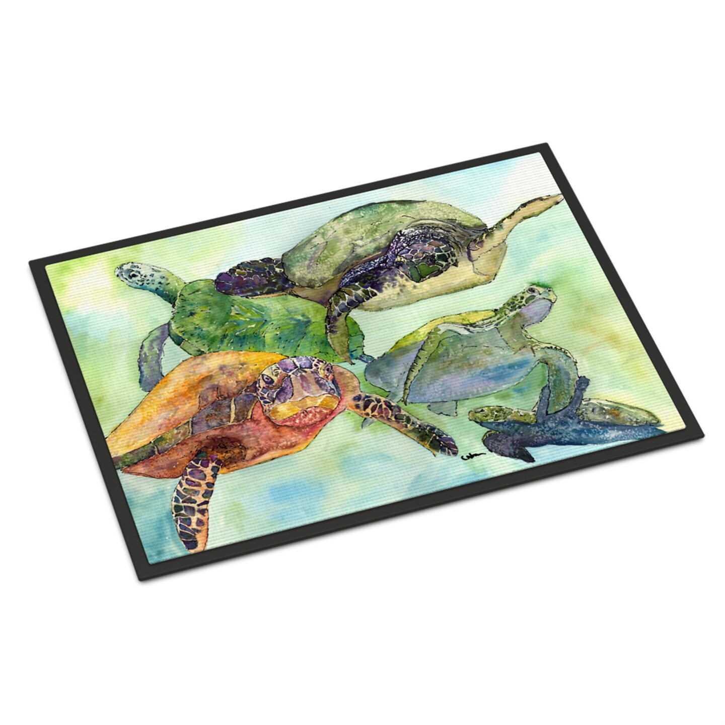 "Caroline's Treasures Loggerhead Turtle Family Indoor or Outdoor Mat, 18"" x 27"", Multicolor"