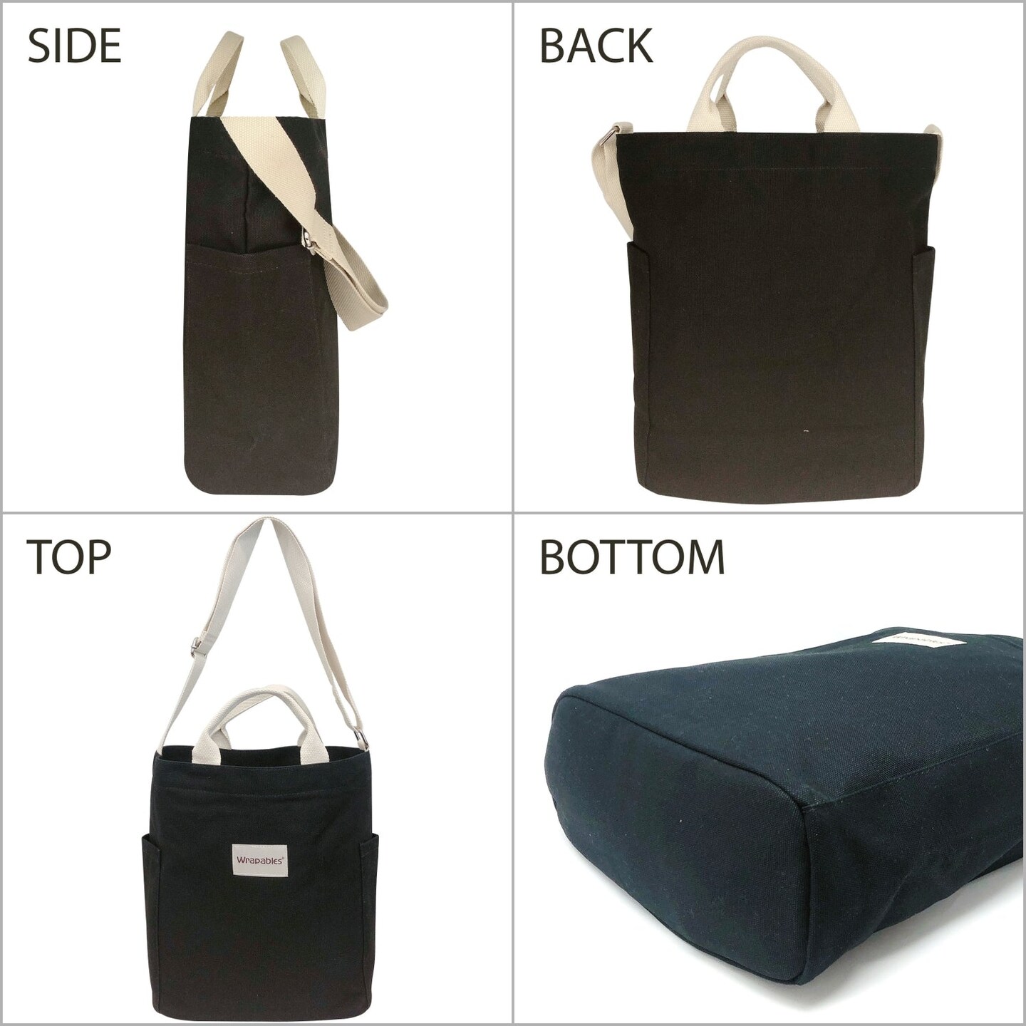 Wrapables Canvas Tote Bag for Women, Casual Cross Body Shoulder Handbag