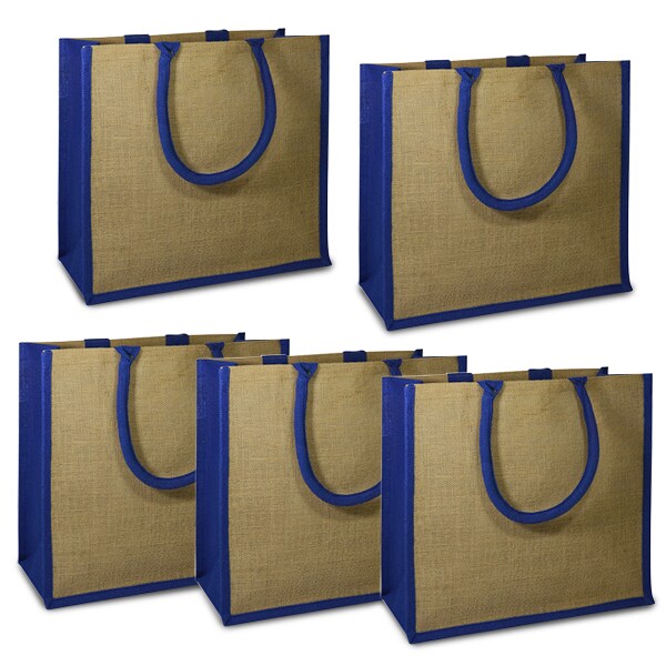 Pack of 5 Dakota Two Tone Gusset Jute Tote Bag Crafting Essential