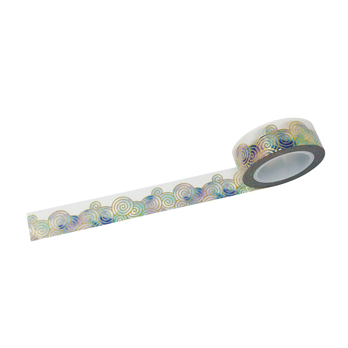 Wrapables Decorative Designs Washi Masking Tape, 15mm x 10m, Metallic Asian Waves