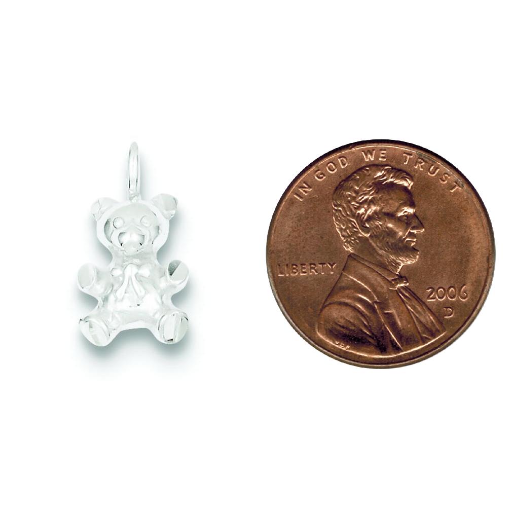Sterling Silver Teddy Bear Charm Pendant Jewelry 19mm x 10mm