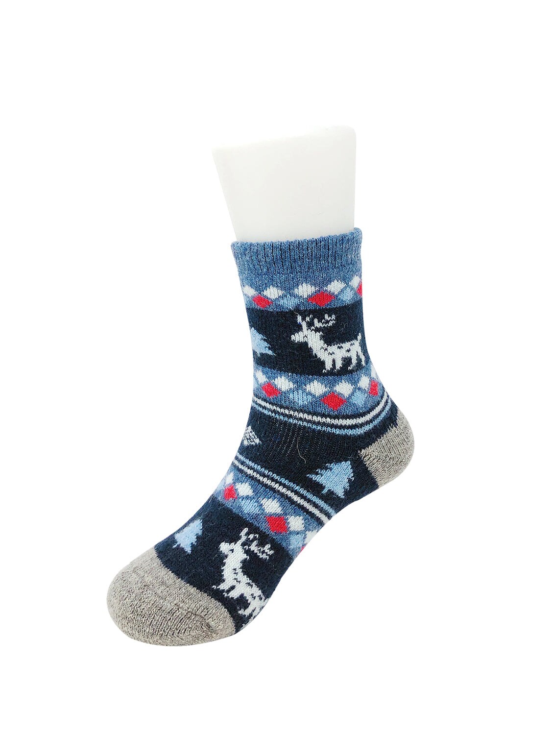 Wrapables Children&#x27;s Thick Winter Warm Wool Socks (Set of 6), Christmas Reindeer / Medium