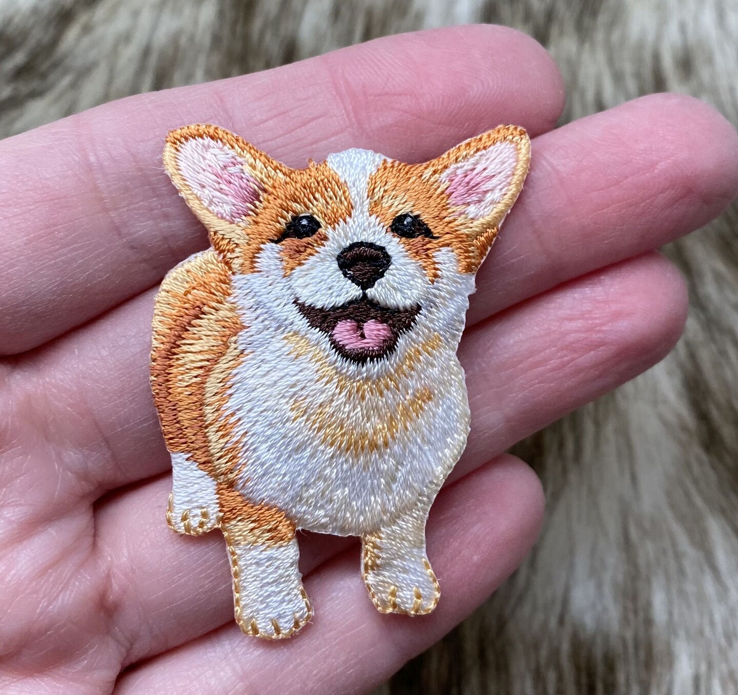 Welsh Pembroke Corgi, Puppy Dog, Realistic Pets, Embroidered, Iron on Patch