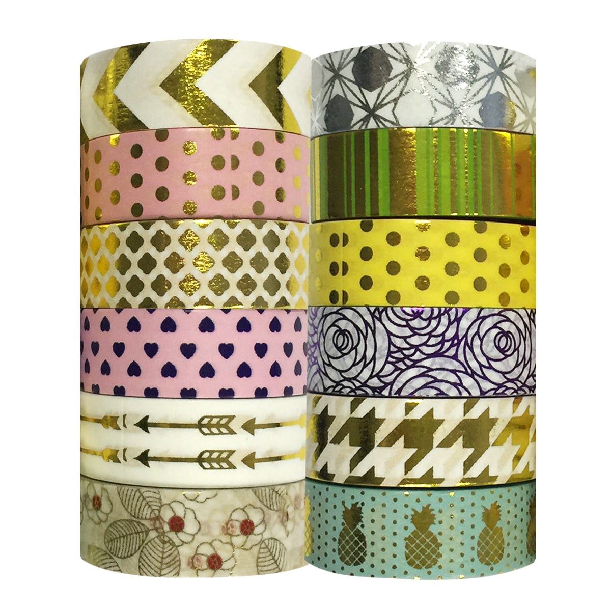 Wrapables Washi Tapes Decorative Masking Tapes, Set of 12, ADSET60