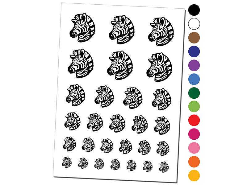 Striped Zebra Head Temporary Tattoo Water Resistant Fake Body Art Set Collection