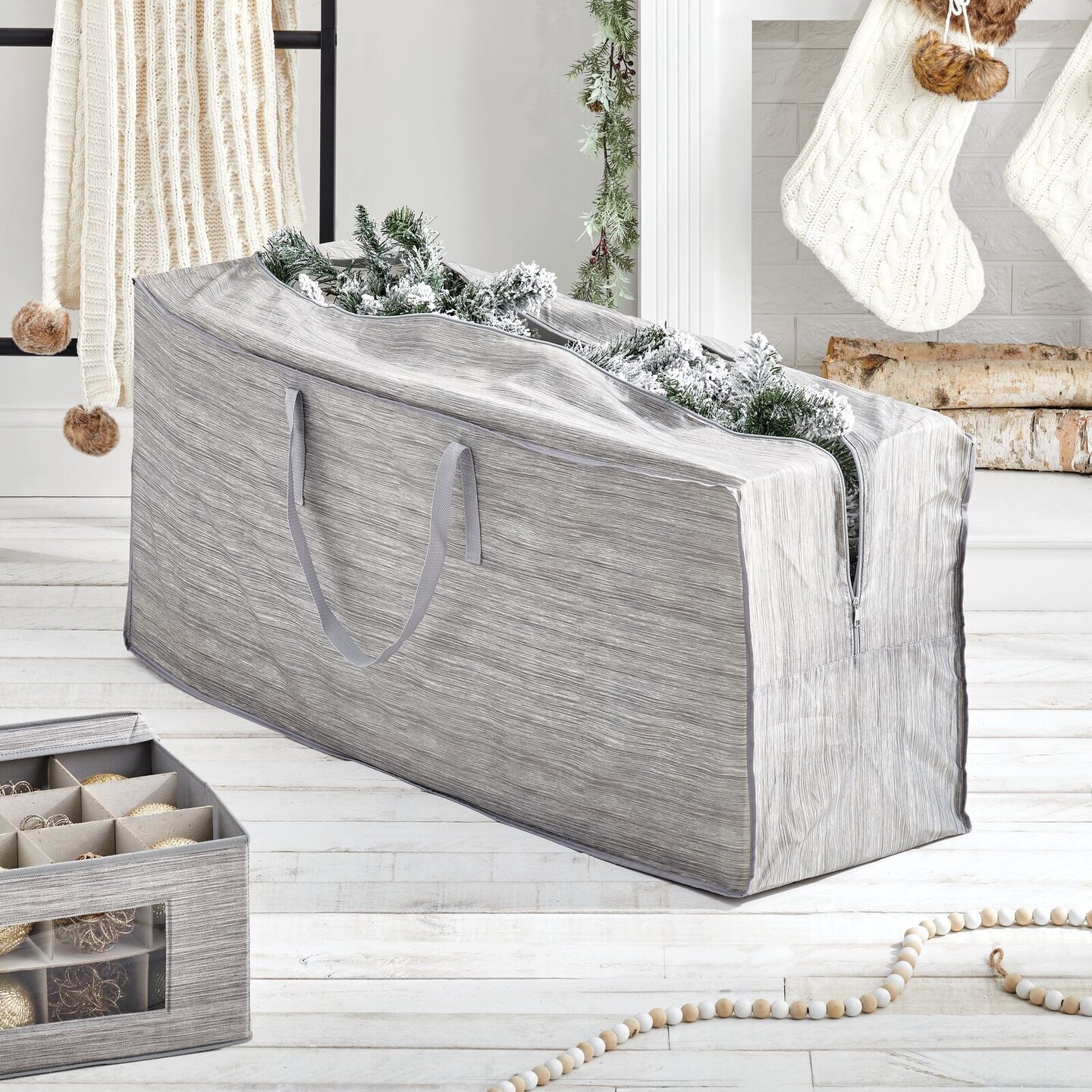 mDesign Extra Large Christmas Tree Storage Bag with Handles, Zip Close