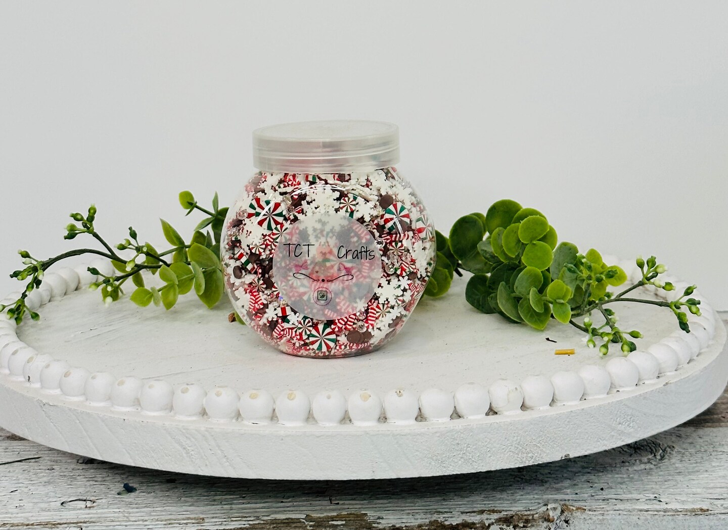 150g Christmas Holiday Polymer Clay Sprinkle Mix - Red, White, Green Peppermints &#x26; Candy Canes - Perfect for Fake Bakes, Clay Art, Slime - Festive and Joyful