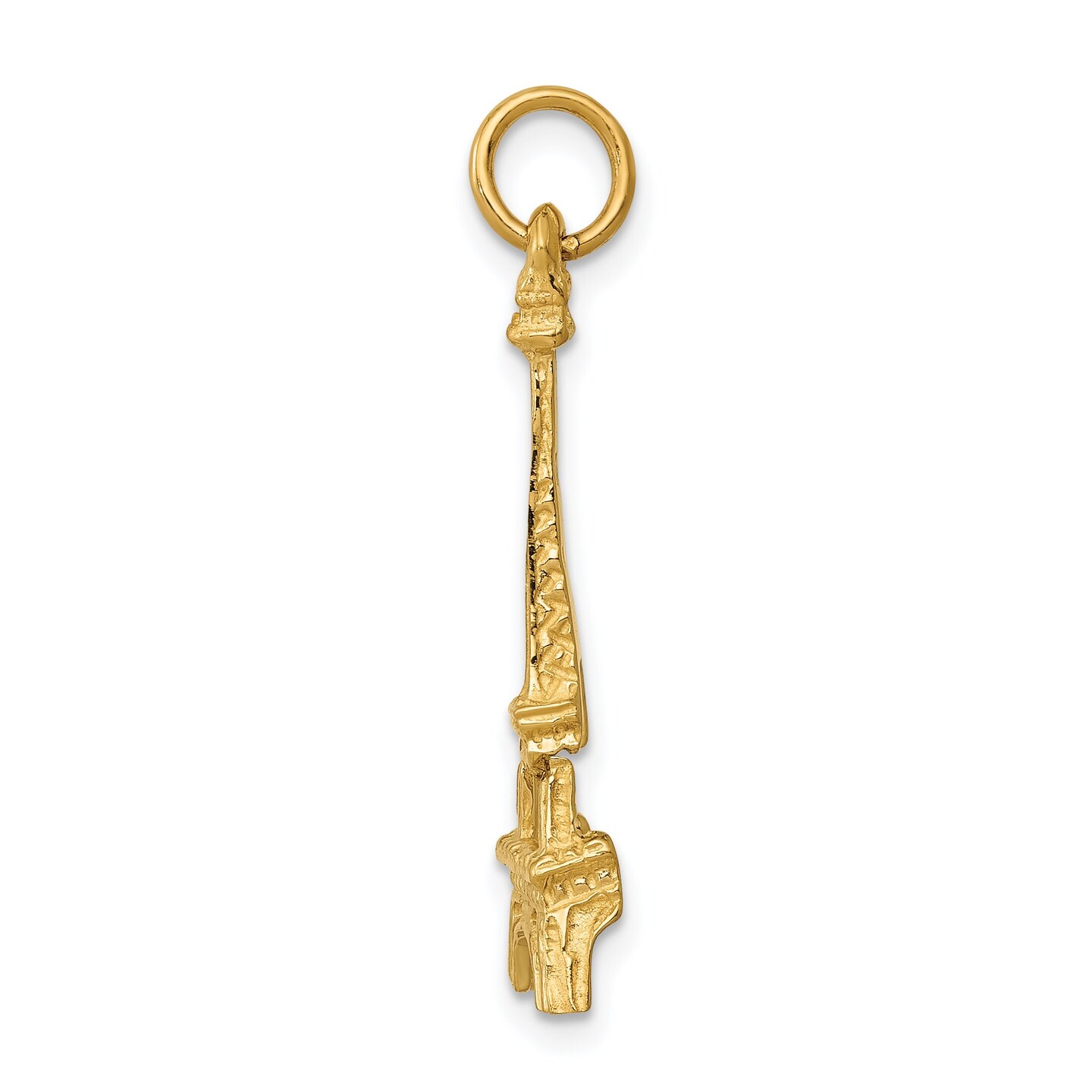 14K Yellow Gold Eiffel Tower Charm Paris Jewelry 29mm x 10mm