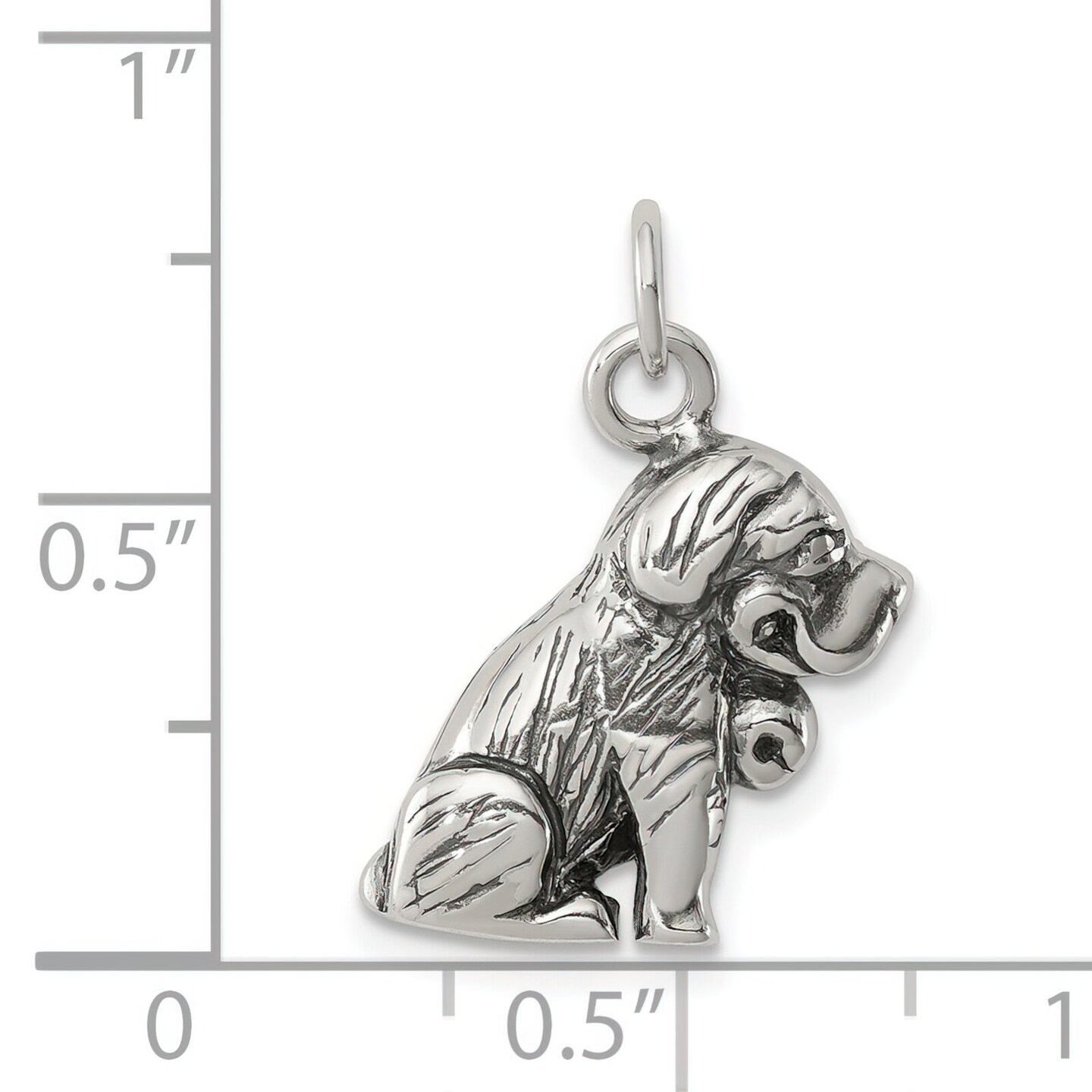 Sterling Silver Antiqued St. Bernard Charm Dog Jewelry 15mm x 10mm