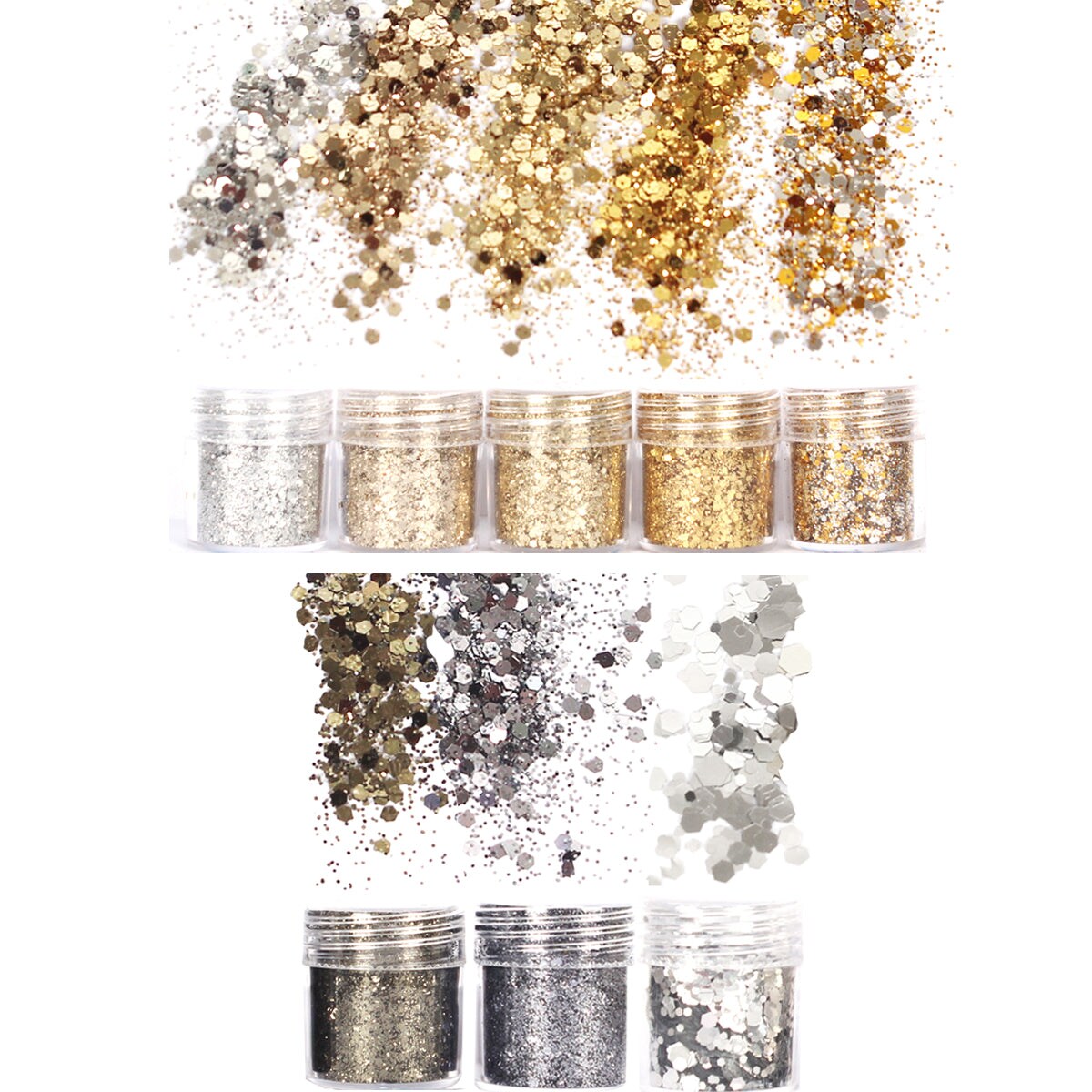 Wrapables Chunky Glitter for Hair Face Makeup Nail Art Decoration (8 Colors)