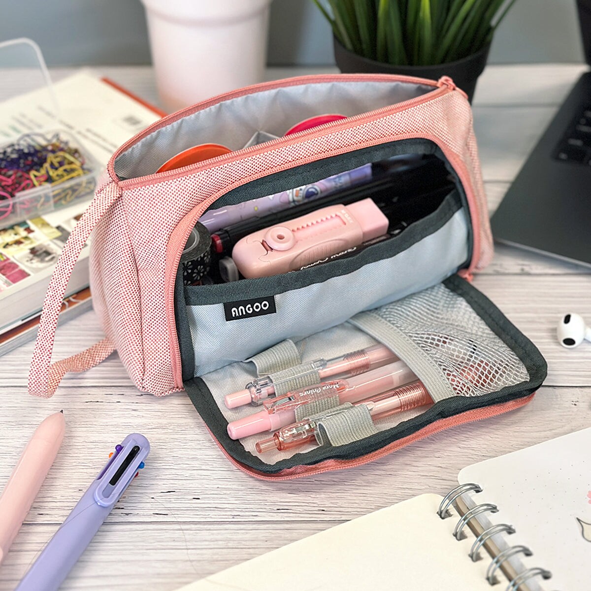 Wrapables Large Capacity Pencil Case, Portable Pencil Pouch for Stationery Office Supplies
