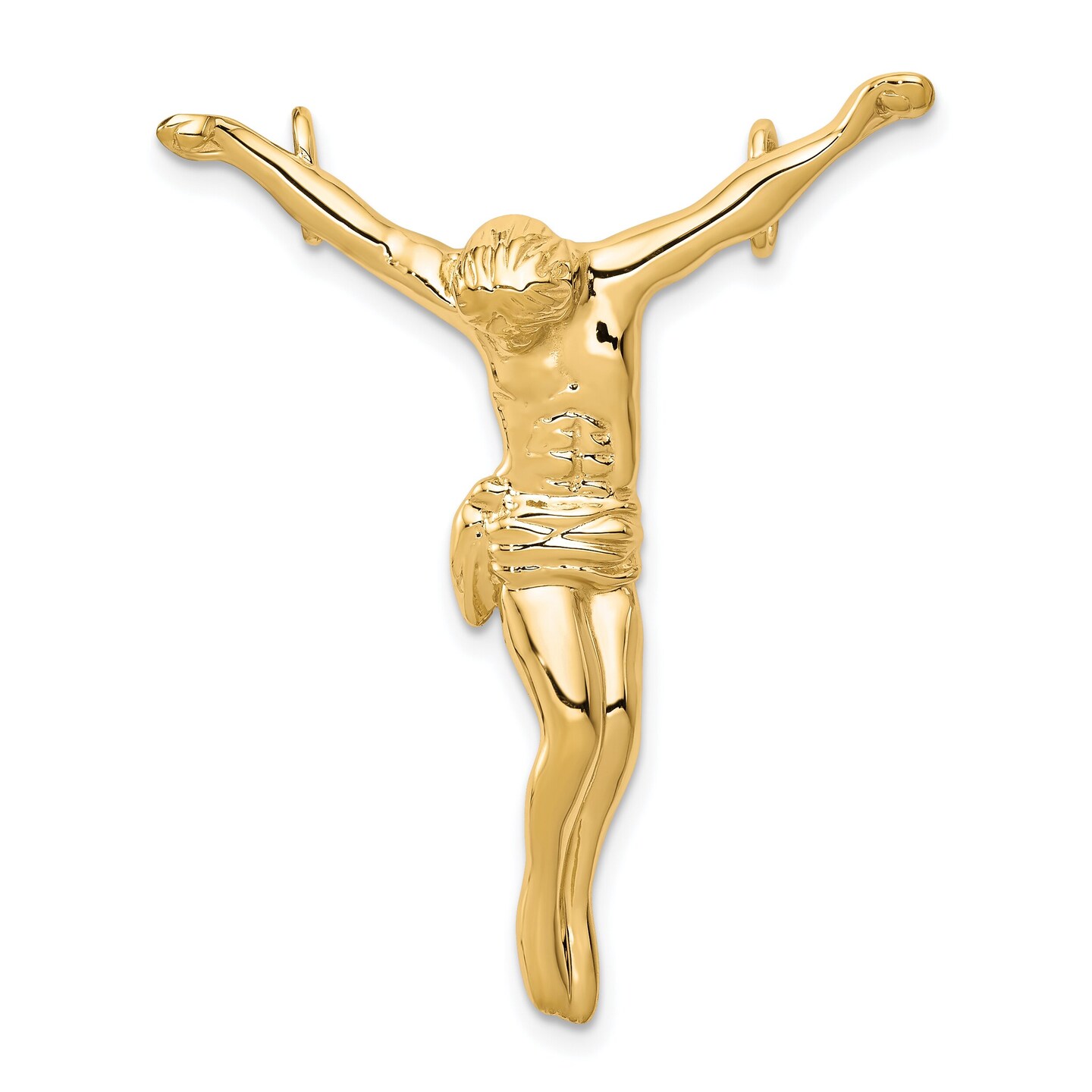 14K Gold Crucified Jesus Christ Charm Faith Jewelry 30mm x 37mm