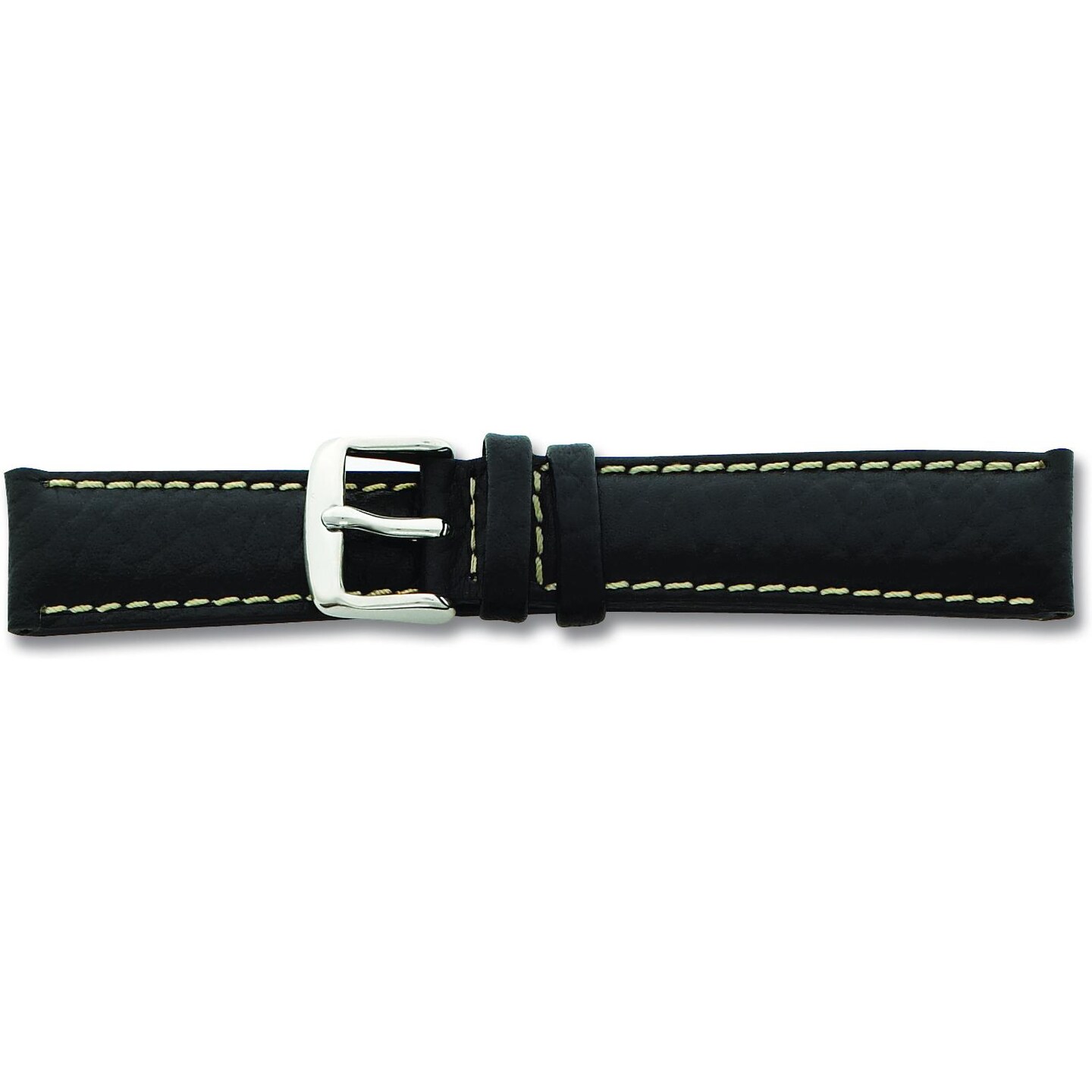 de Beer Black Sport Leather Watch Band 18mm Long Silver Color