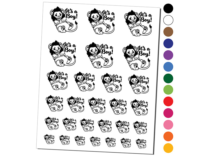 It&#x27;s a Boy Lion Gender Reveal Temporary Tattoo Water Resistant Fake Body Art Set Collection