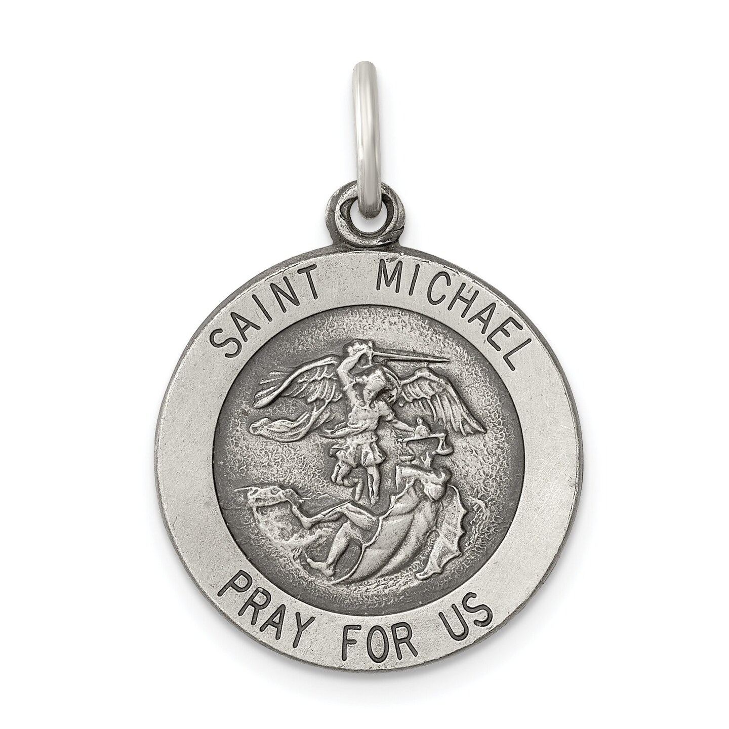 Sterling Silver Saint Michael Round Medal