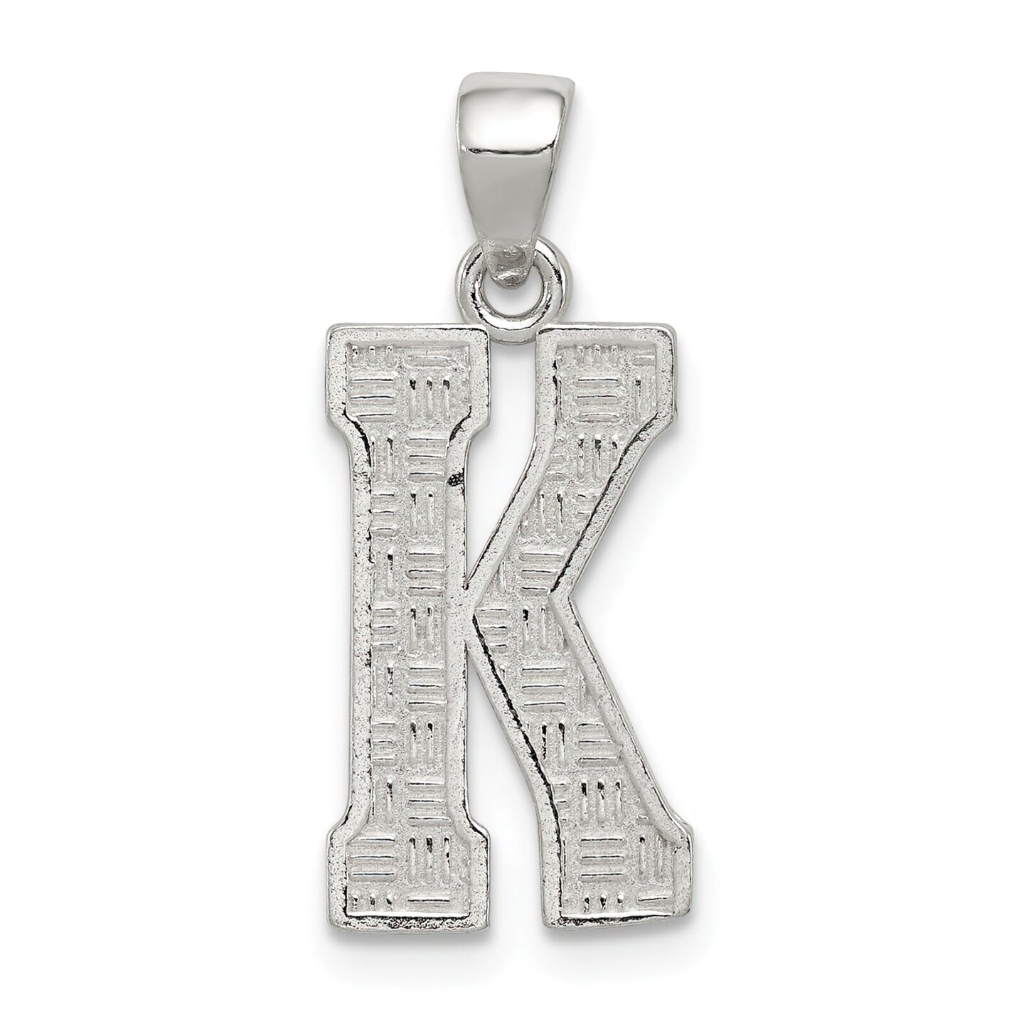 Sterling Silver Initial Letter K Charm Pendant Jewelry 25mm x 9mm
