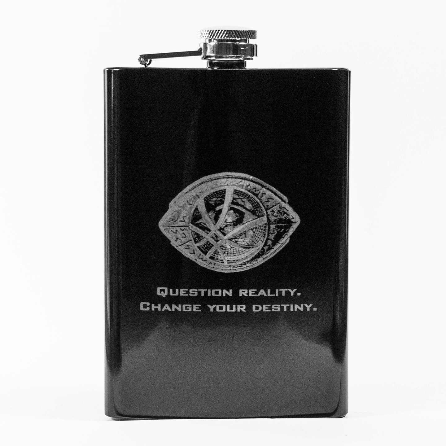 8oz BLACK Question Reality Flask 8oz BLACK Question Reality Flask
