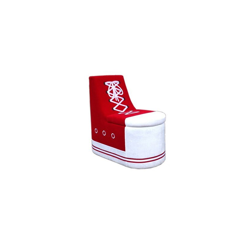 Saltoro Sherpi Sneaker Shoe Shaped Wooden Chair with Storage, Red and White-