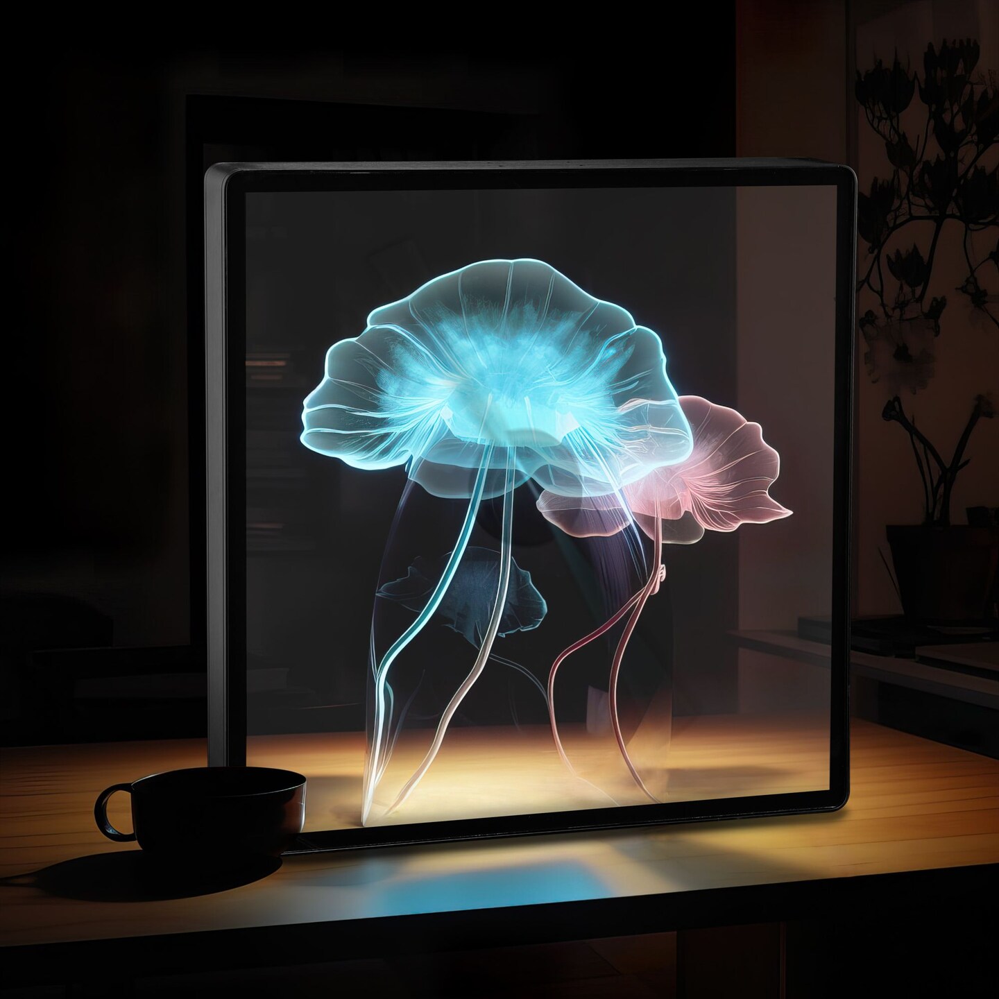 3D Hologram LED Fan With Frame Supports APP &#x26; Bluetooth Connectivity