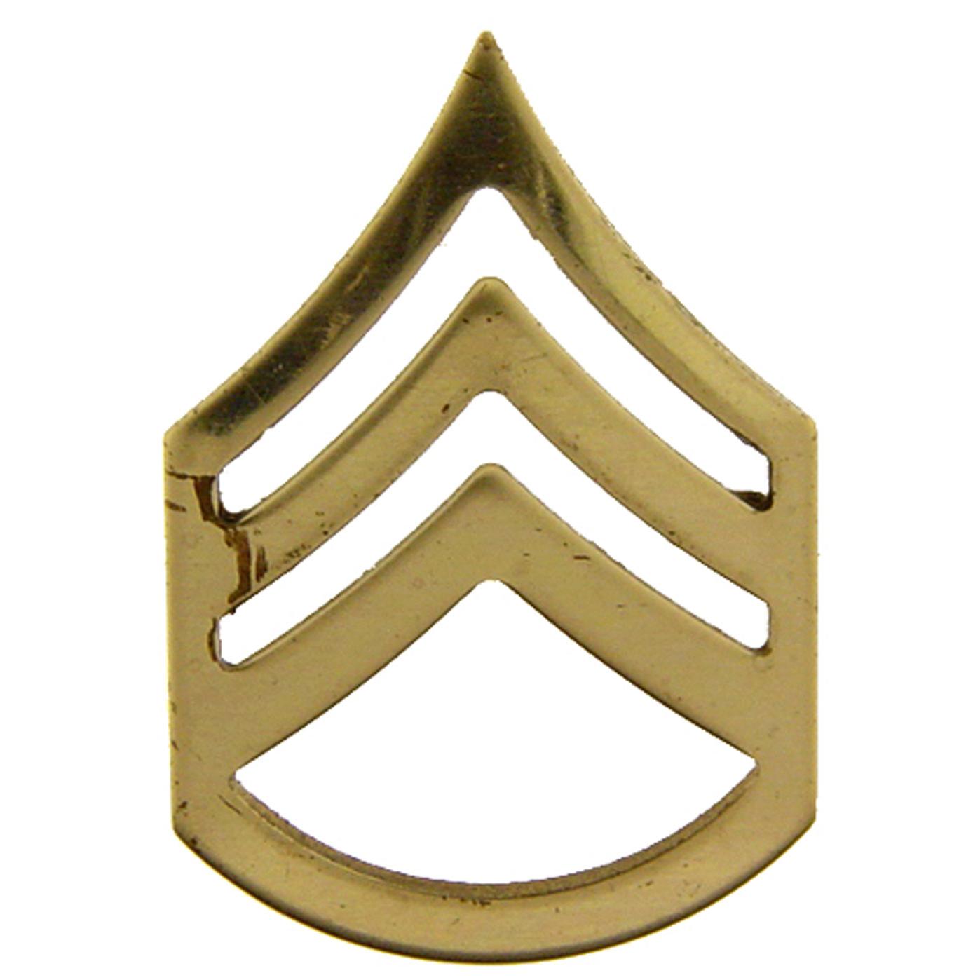 U.S. Army E6 Staff Sergeant Pin Gold Plated 1&#x22;