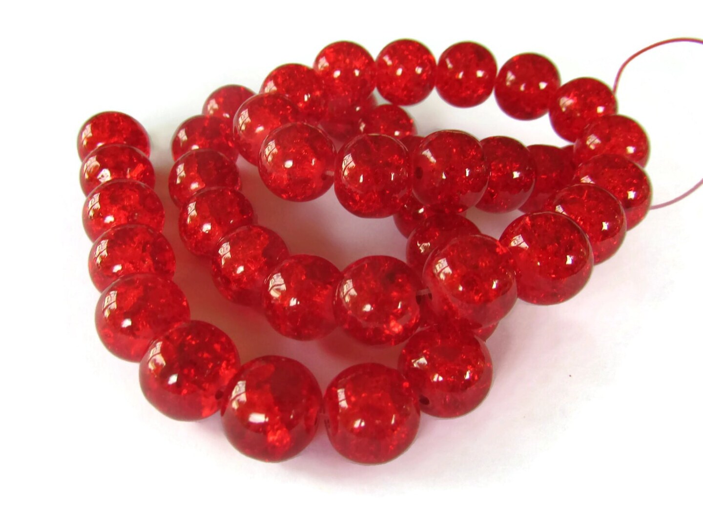 Bass Pro Shops Round Glass Beads - 10mm - Red