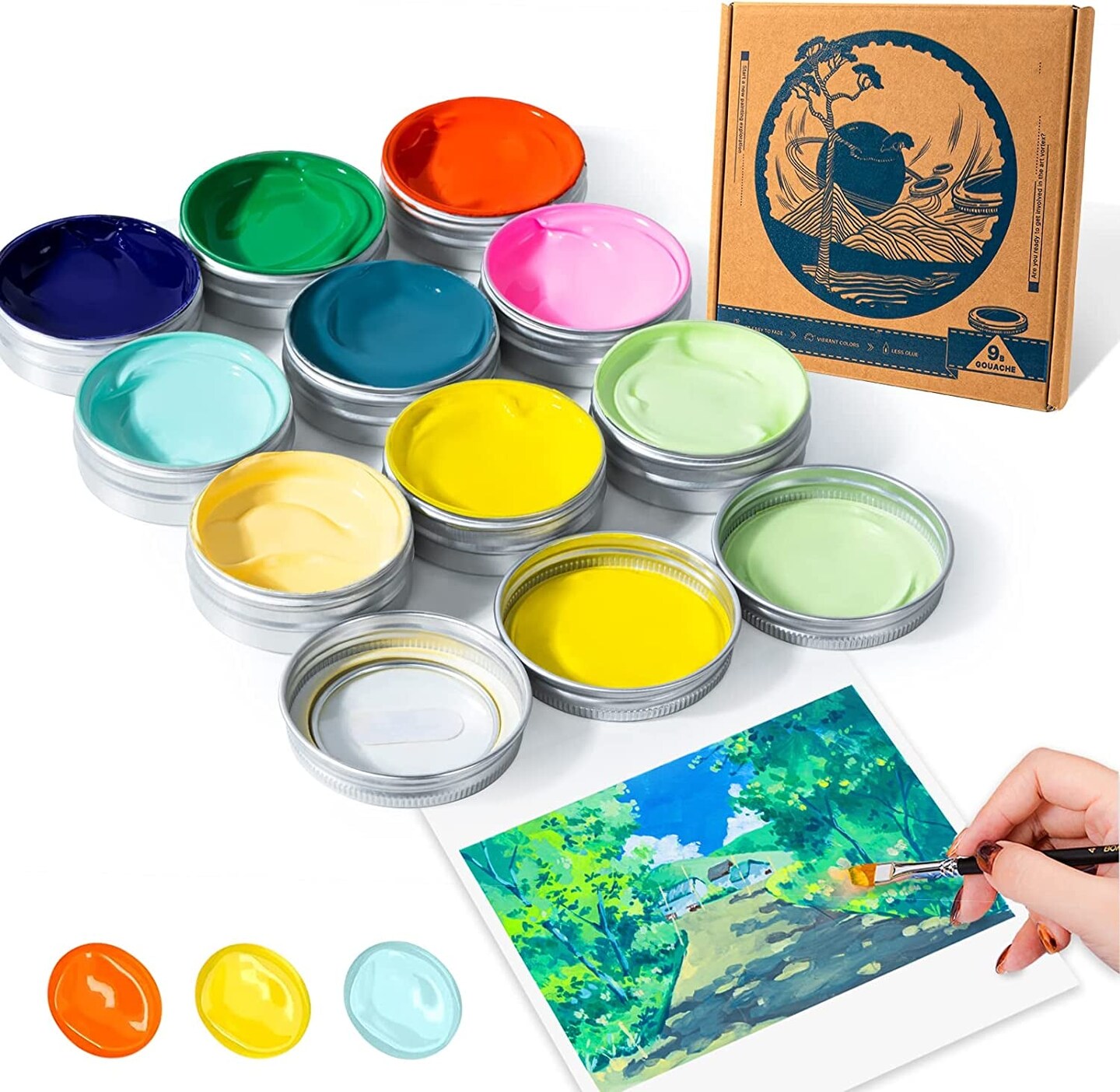 Gouache Paint Set, 35ml/1.18oz x 9 Muted Colors Arrtx Creamy