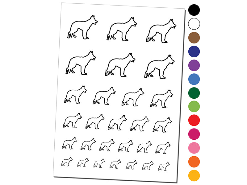 German Shepherd Dog Outline Temporary Tattoo Water Resistant Fake Body Art Set Collection