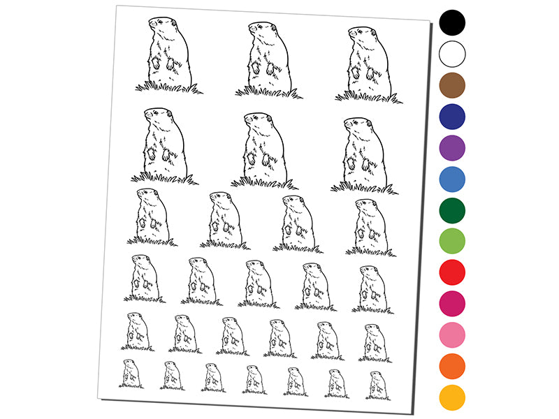 Groundhog Woodchuck Standing Up Temporary Tattoo Water Resistant Fake Body Art Set Collection