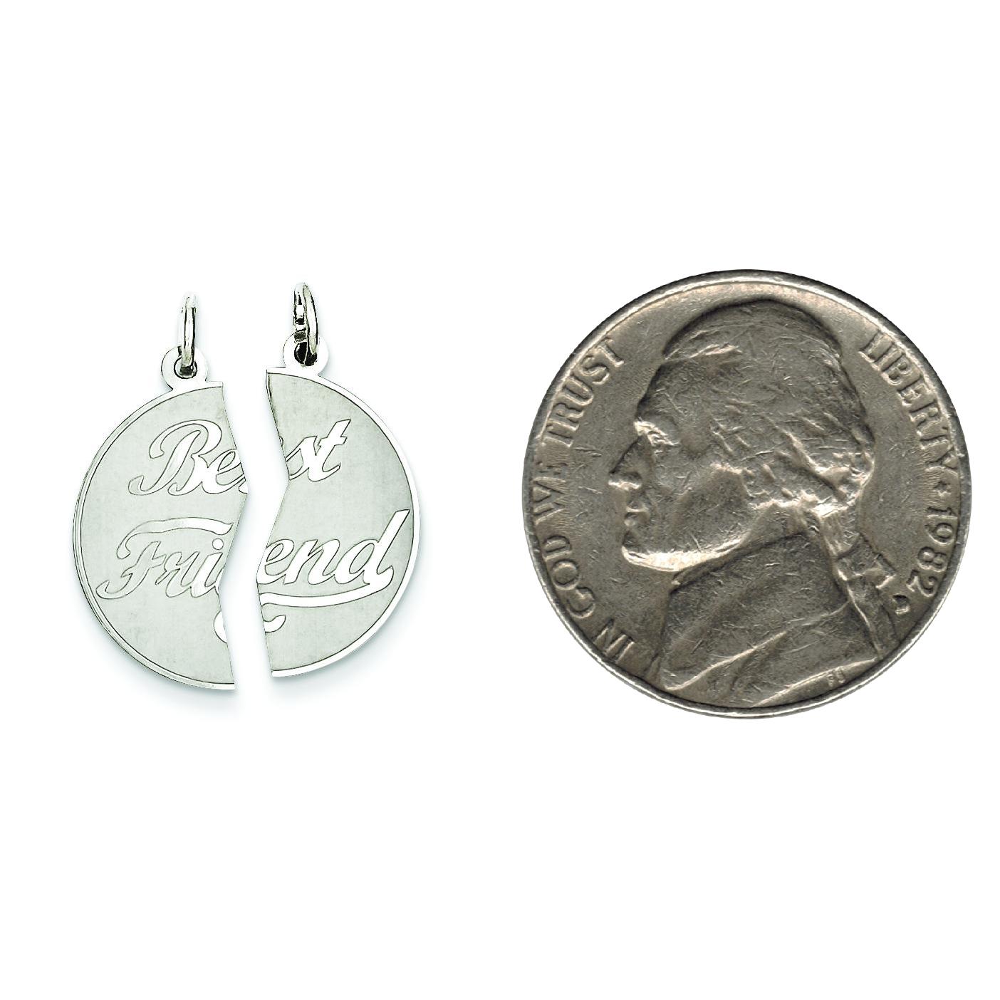 Sterling Silver 2-Piece Best Friend Disc Charm Pendant Jewerly 21mm x 10mm