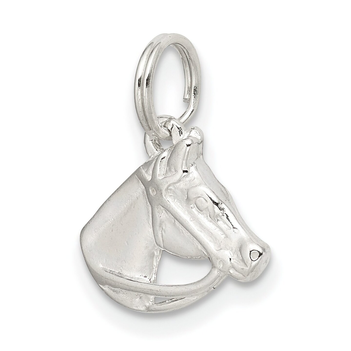 Sterling Silver Horse Head with Bridle Charm Pendant Jewerly 13mm x 14mm
