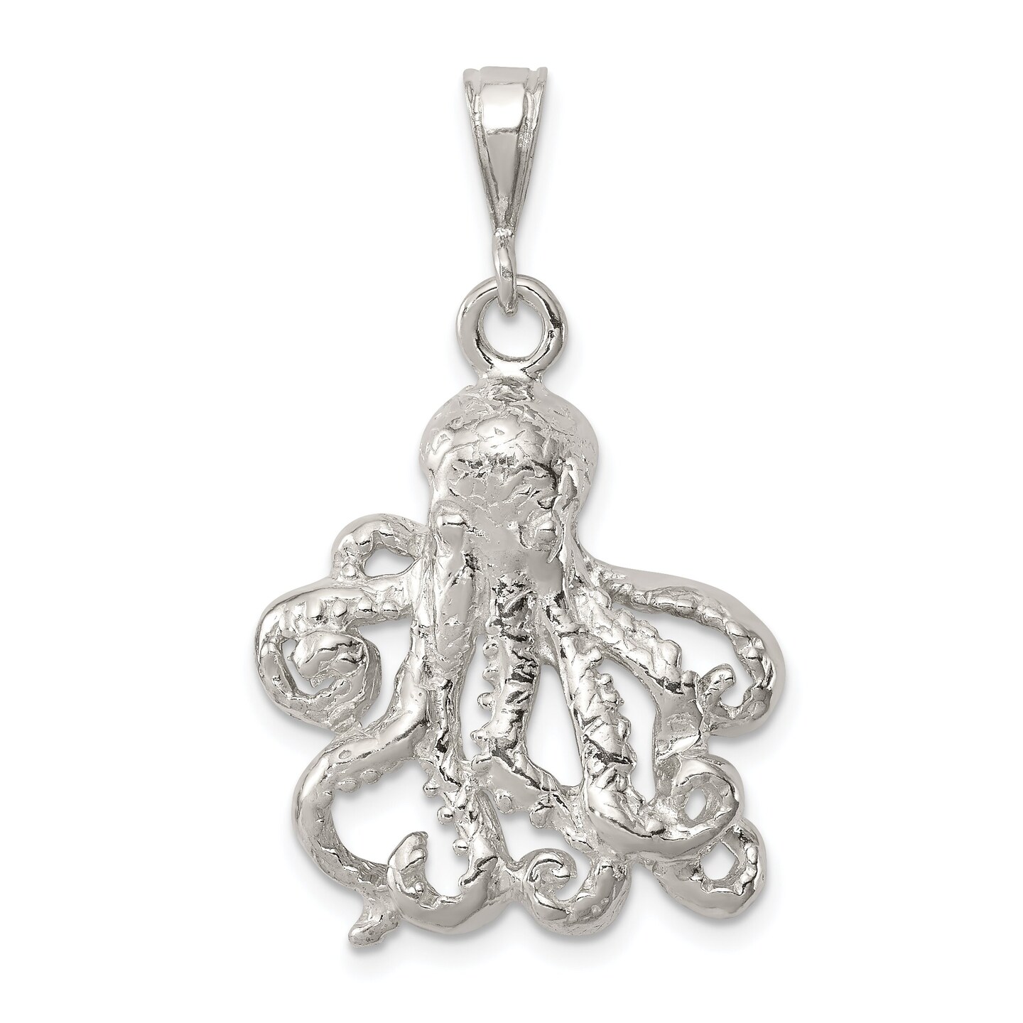 Sterling Silver Octopus Charm Pendant Jewelry Sea Life 26mm x 22mm