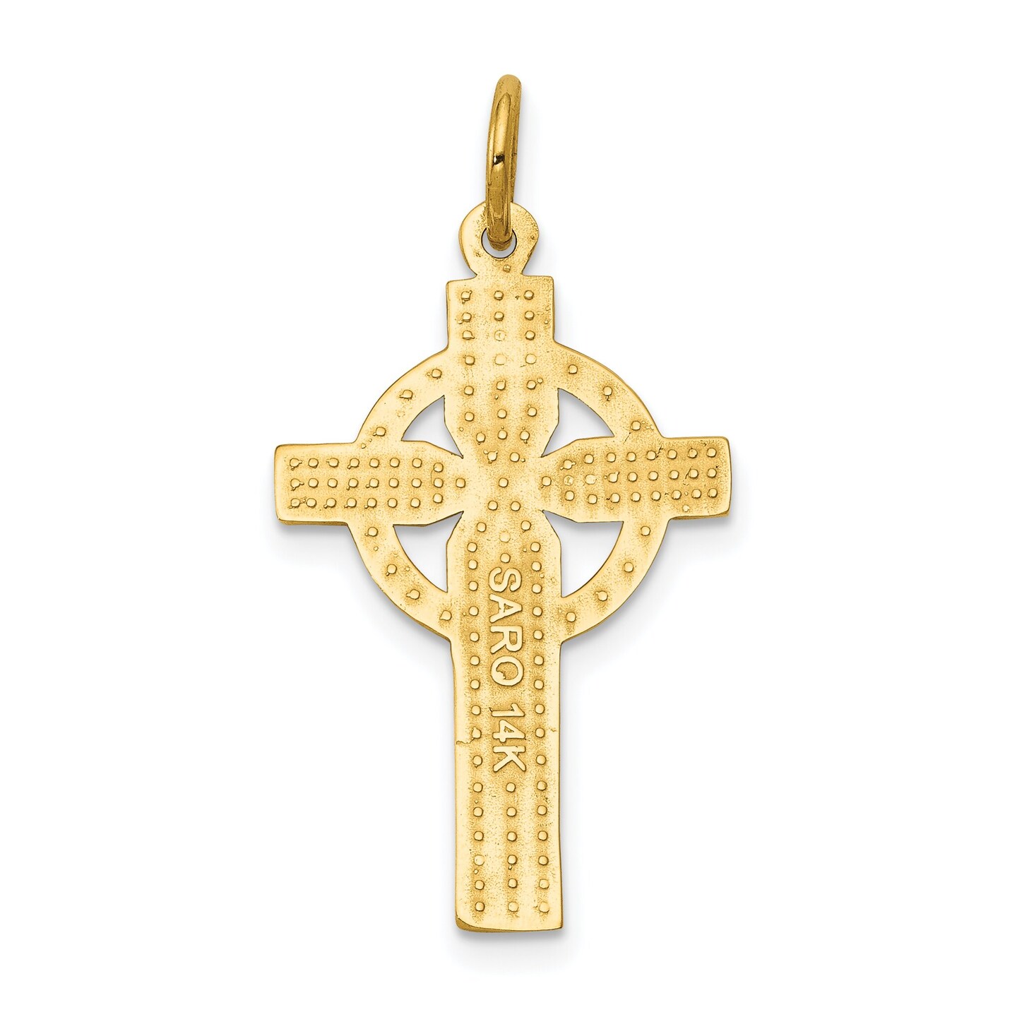 14K Yellow Gold Celtic Cross Pendant Charm Jewelry 31mm x 16mm