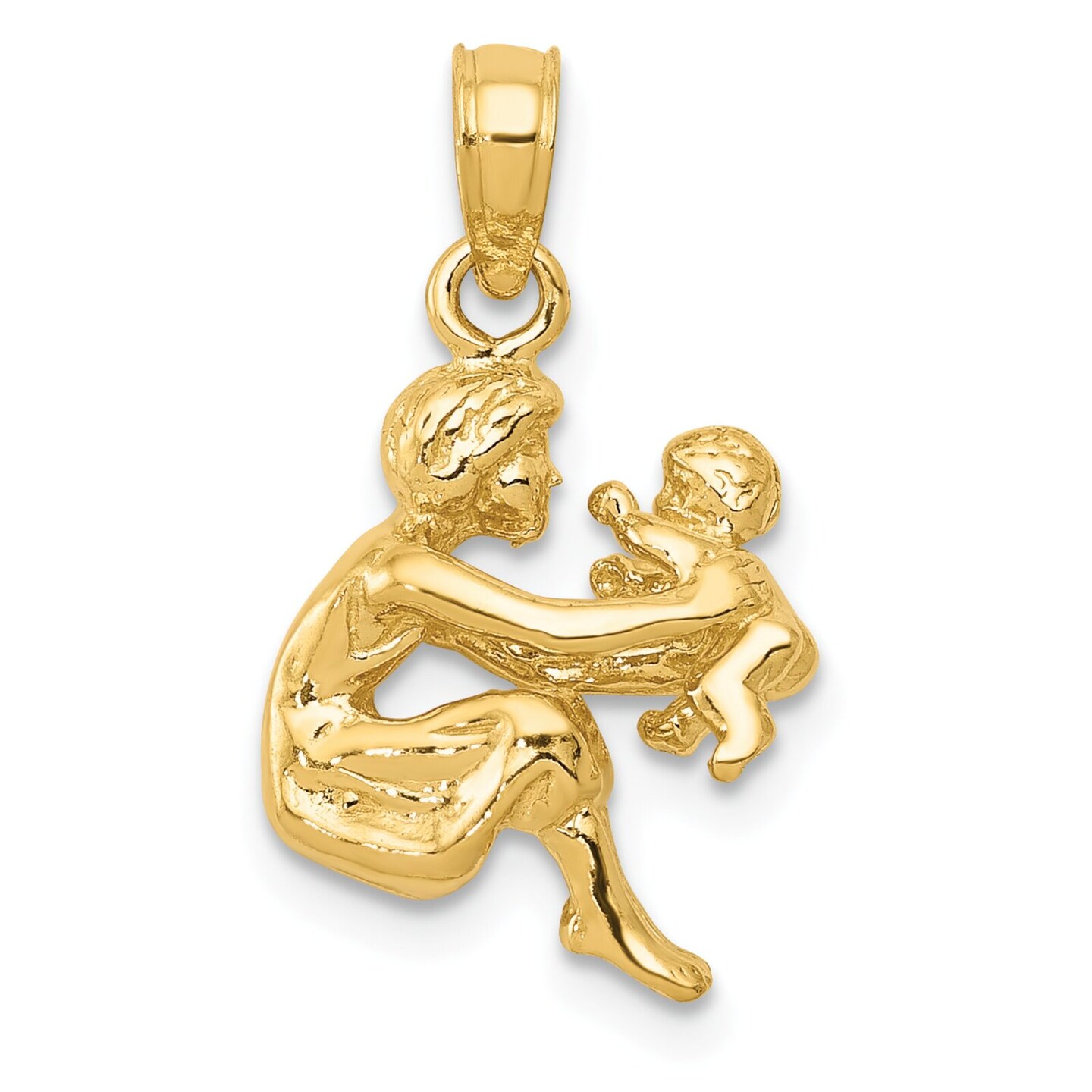 14K Gold Mother & Baby Charm Pendant Family Jewelry 18mm x 11mm