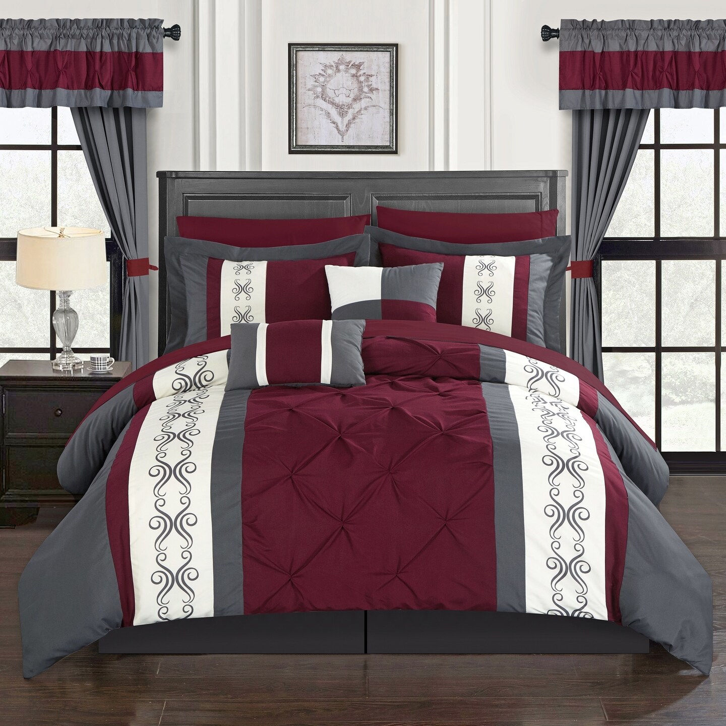 Chic Home Adara 20 Piece Comforter Set Color Block Pinch Pleat Pintuck  Design | Michaels