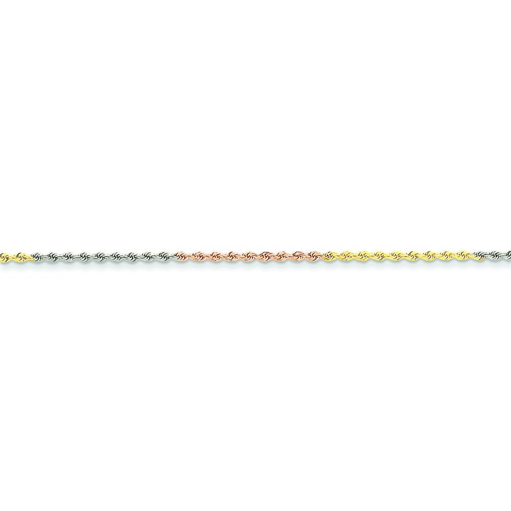 14K Gold Tri-Color 1.8mm Diamond Cut Rope Chain Bracelet Jewelry 7&#x22;