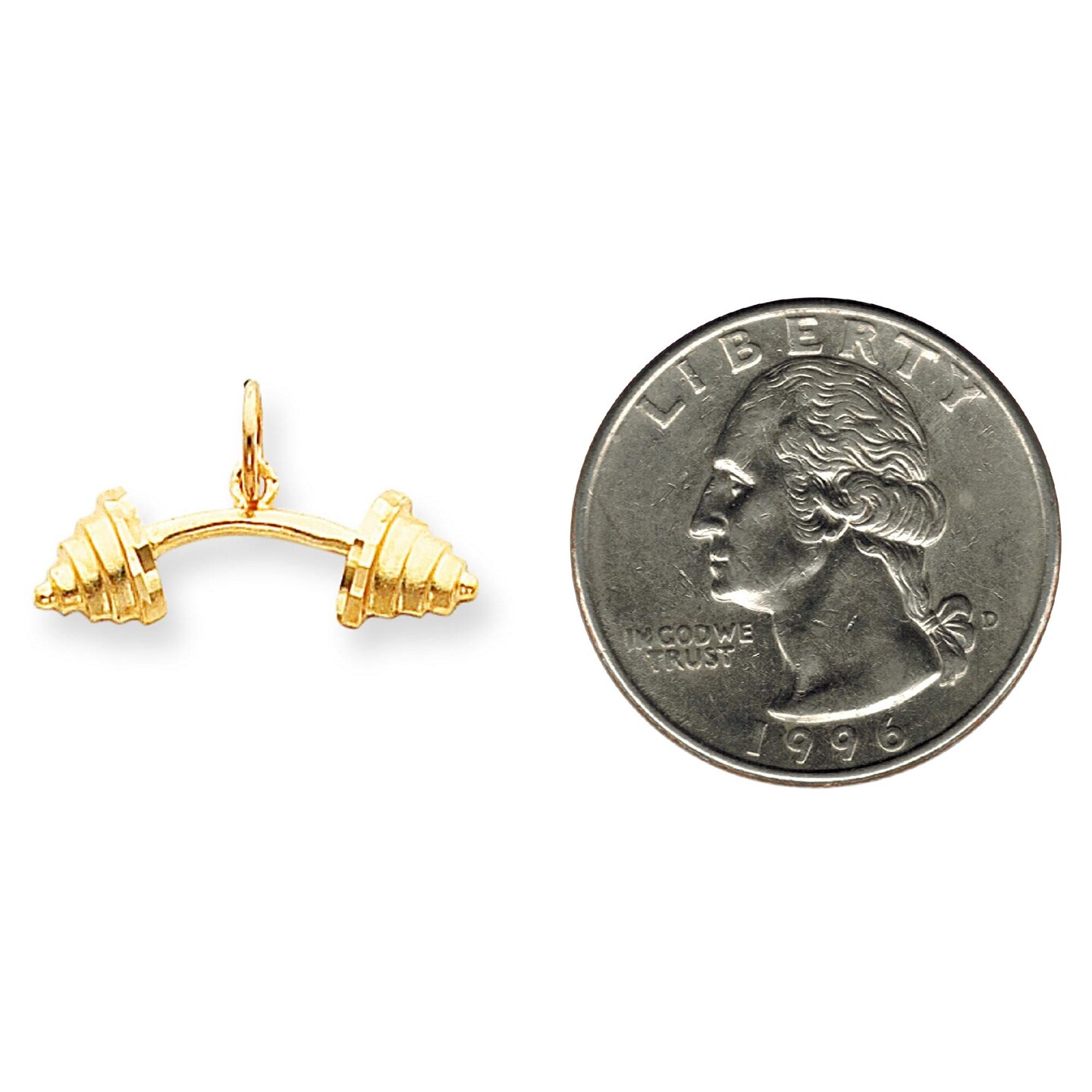 10K Gold Barbell Charm Weightlifting Body Builder New 15 X 26mm Jewerly