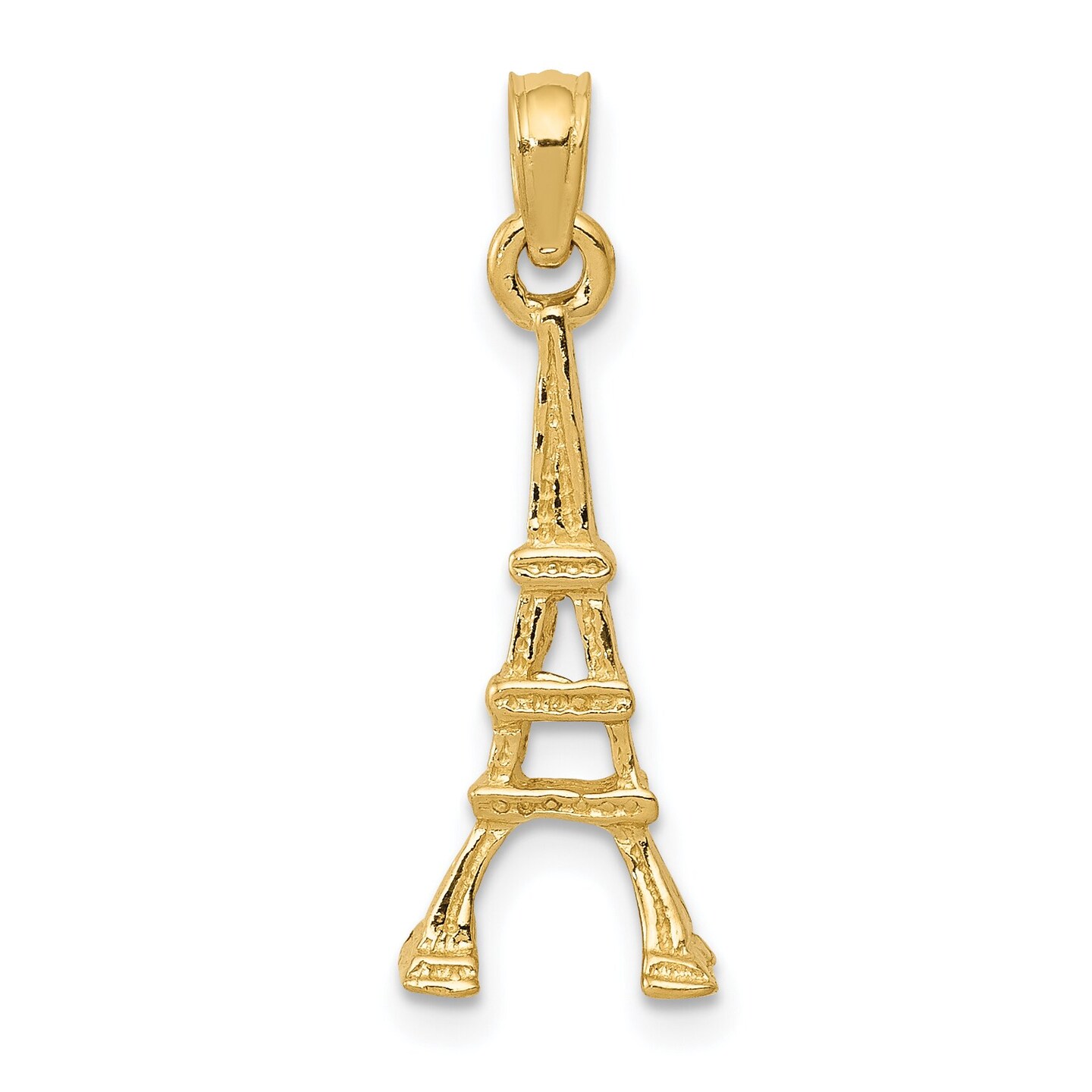 14K Gold Eiffel Tower Charm Polished Paris Pendant Jewerly 24mm x 9mm