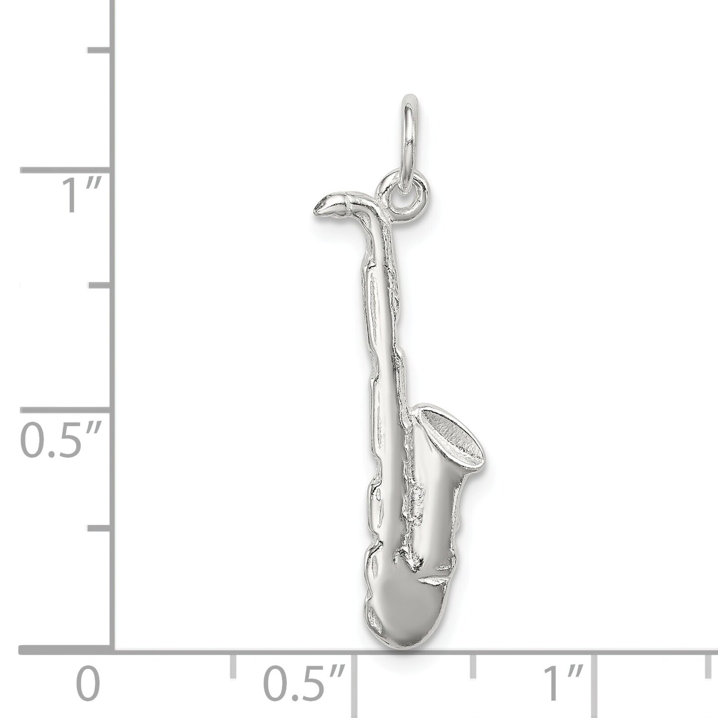 Sterling Silver Saxophone Charm Pendant Music Jewelry 27mm x 10mm