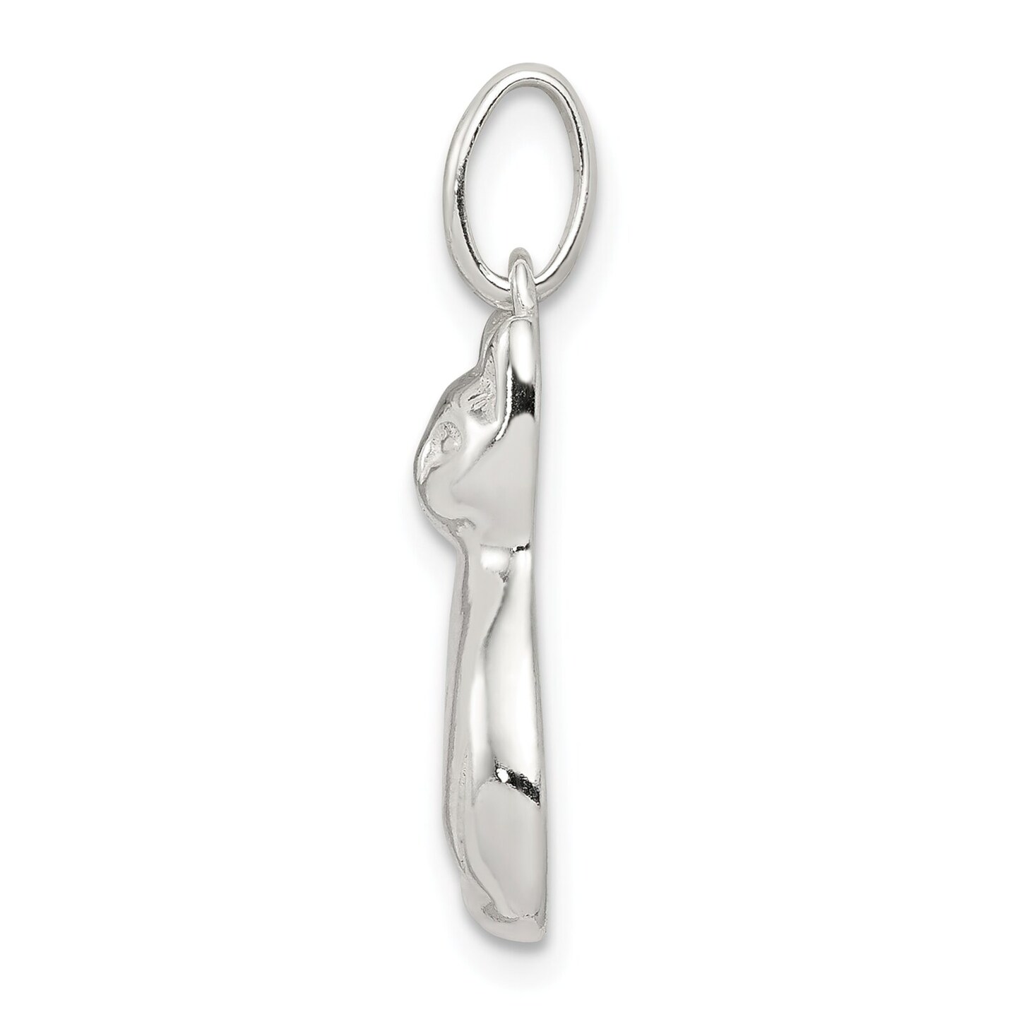 Sterling Silver Cat Charm Pendant Kitty Jewelry 18mm x 11mm