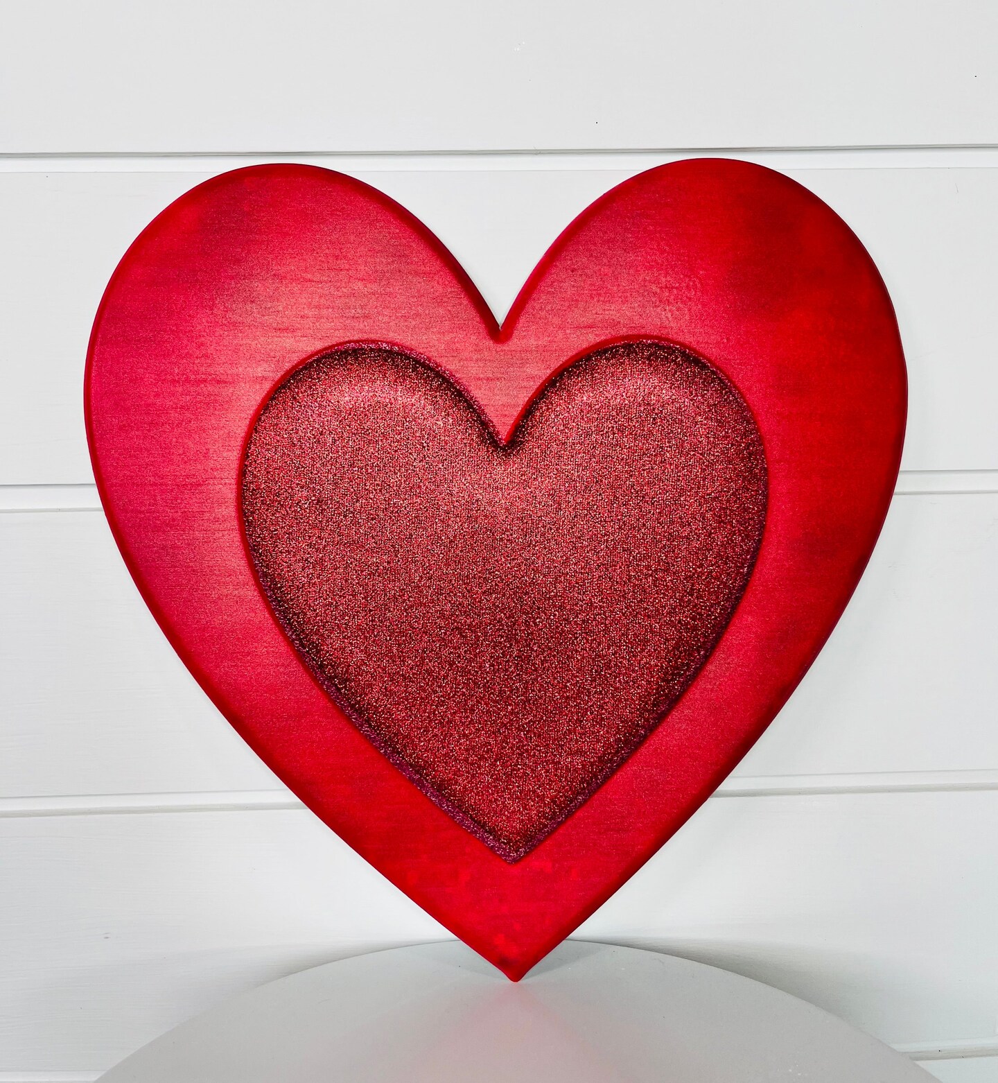 Metal Embossed Glitter Heart Sign - Red, 12&#x22;Hx12&#x22;L-MD078524