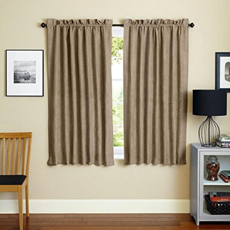 Blazing Needles 63-inch by 52-inch Microsuede Blackout Curtain Panels (Set of 2) - Java