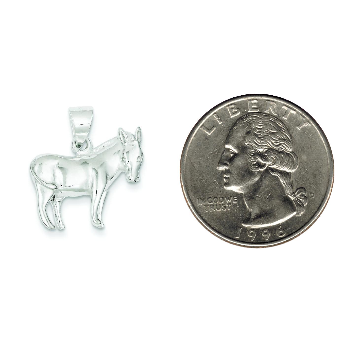 Sterling Silver Donkey Pendant Charm Animal Jewelry 20mm x 21mm