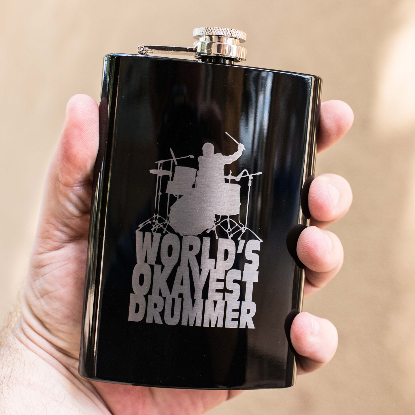 8oz World's Okayest Drummer Stainless Steel Flask