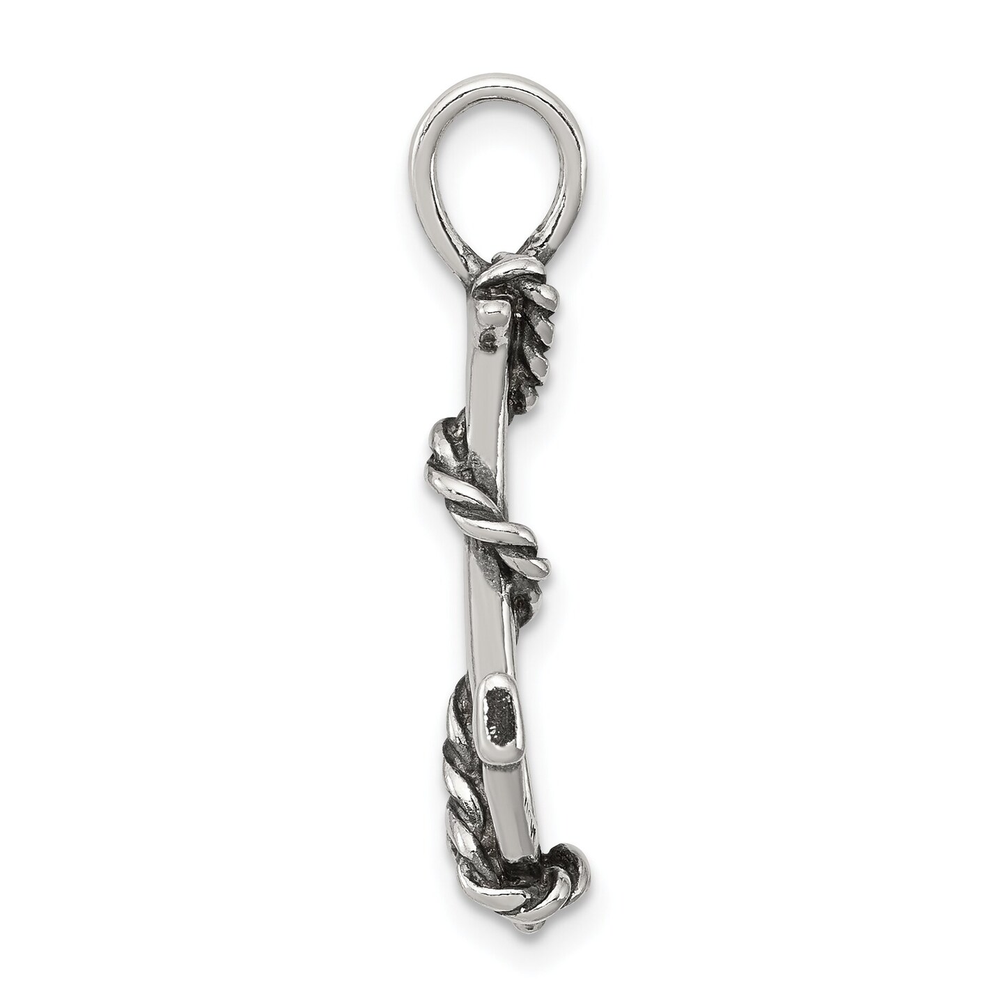 Sterling Silver 3D Antiqued Fouled Anchor Pendant Jewerly 30.3mm x 16.6mm