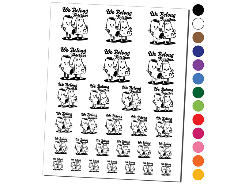 Macaroni and Cheese We Belong Together Best Friends Temporary Tattoo Water Resistant Fake Body Art Set Collection