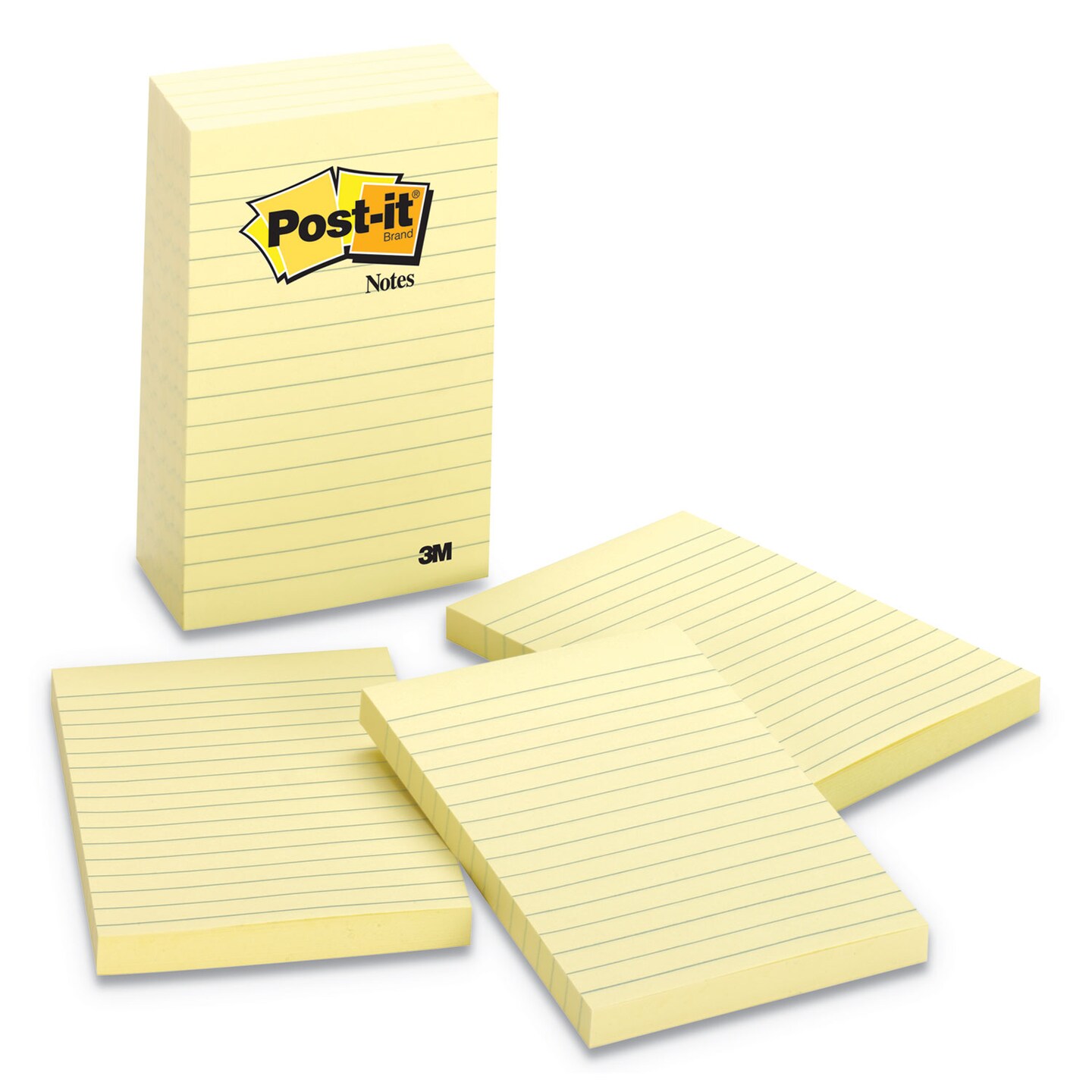 Post-it Original Pads in Canary Yellow Note Ruled 4 x 6 100 Sheets/Pad ...