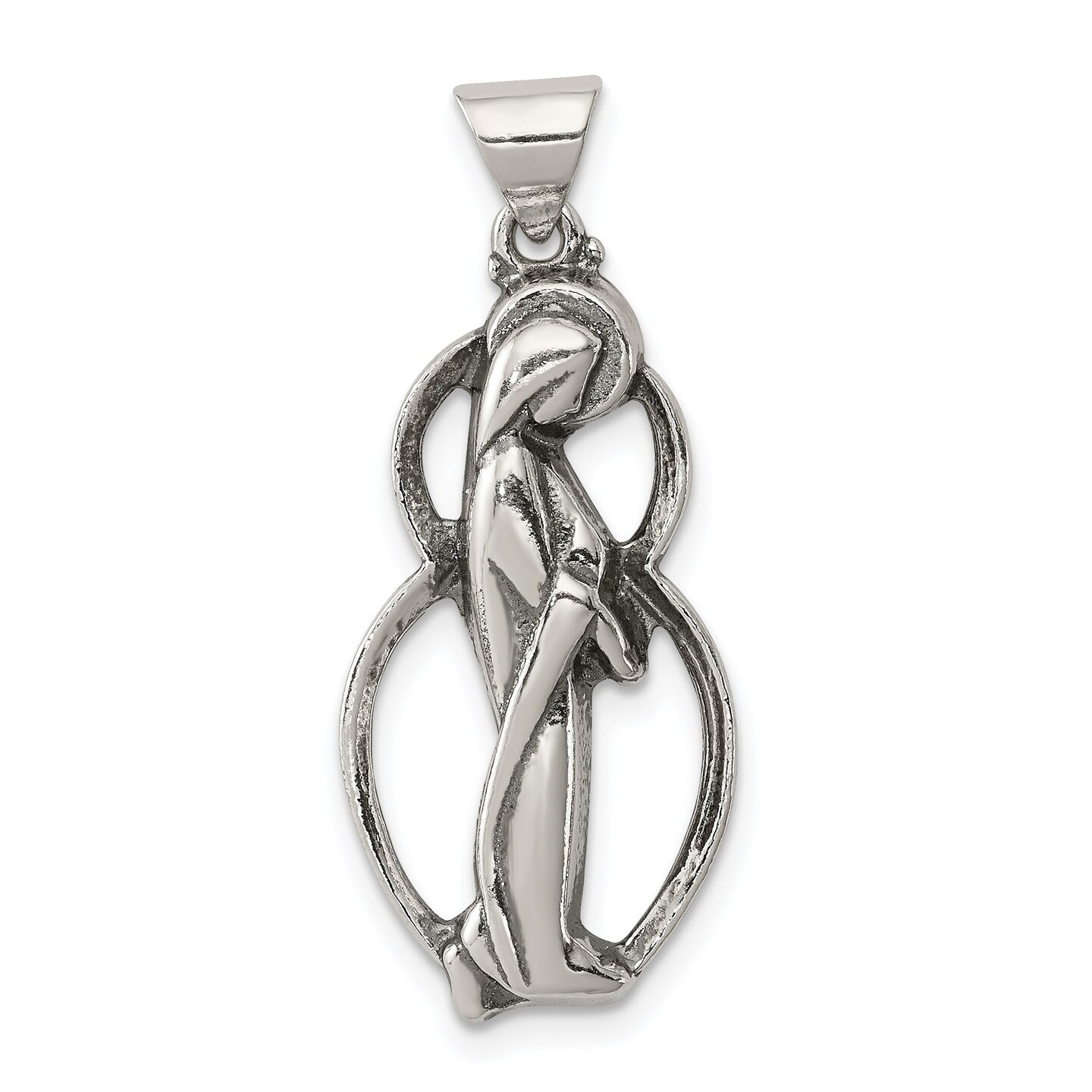 Sterling Silver Virgin Mary Charm Jewerly 32mm x 15mm