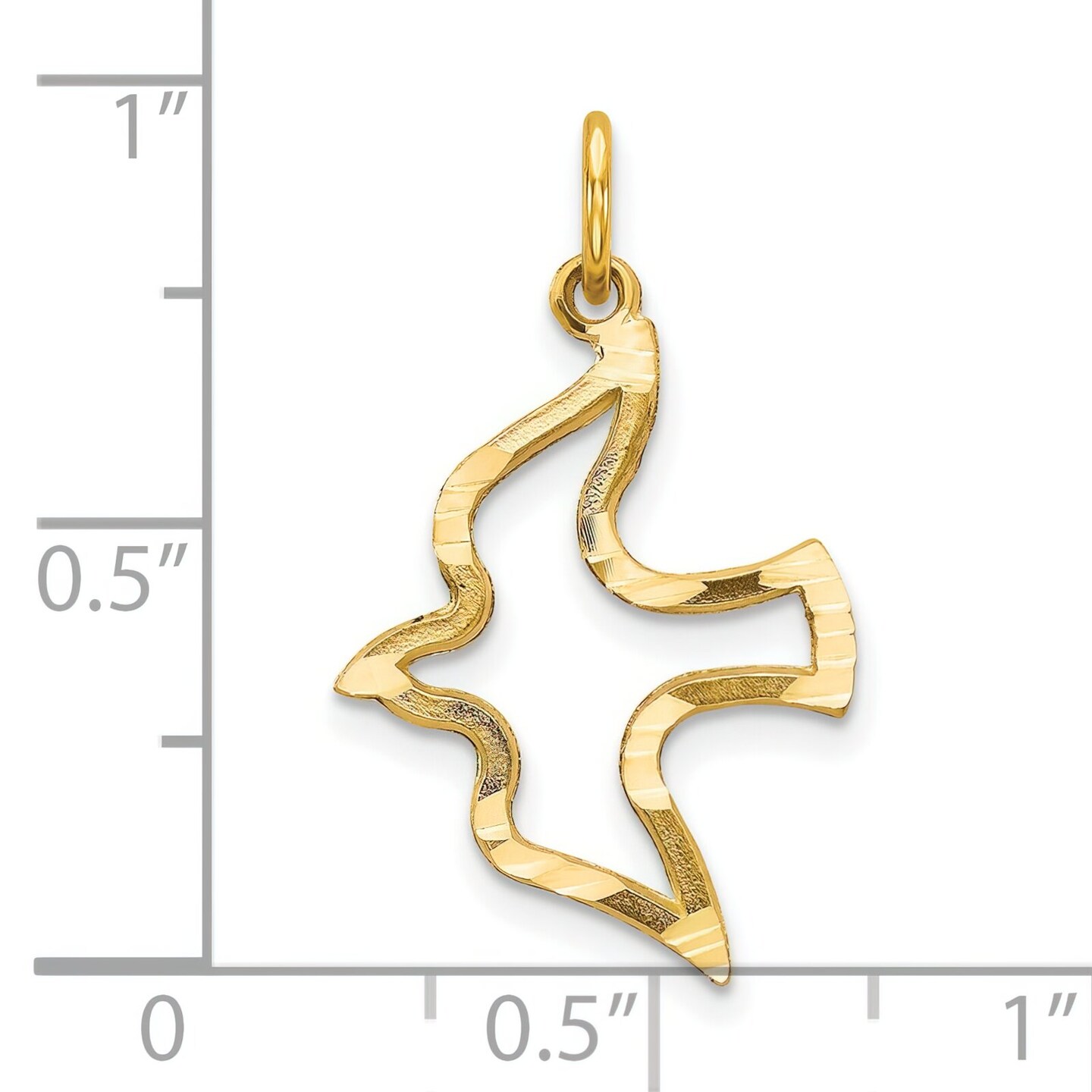 10K Gold Holy Spirit Dove Charm Religious Jewelry 25mm x 16mm