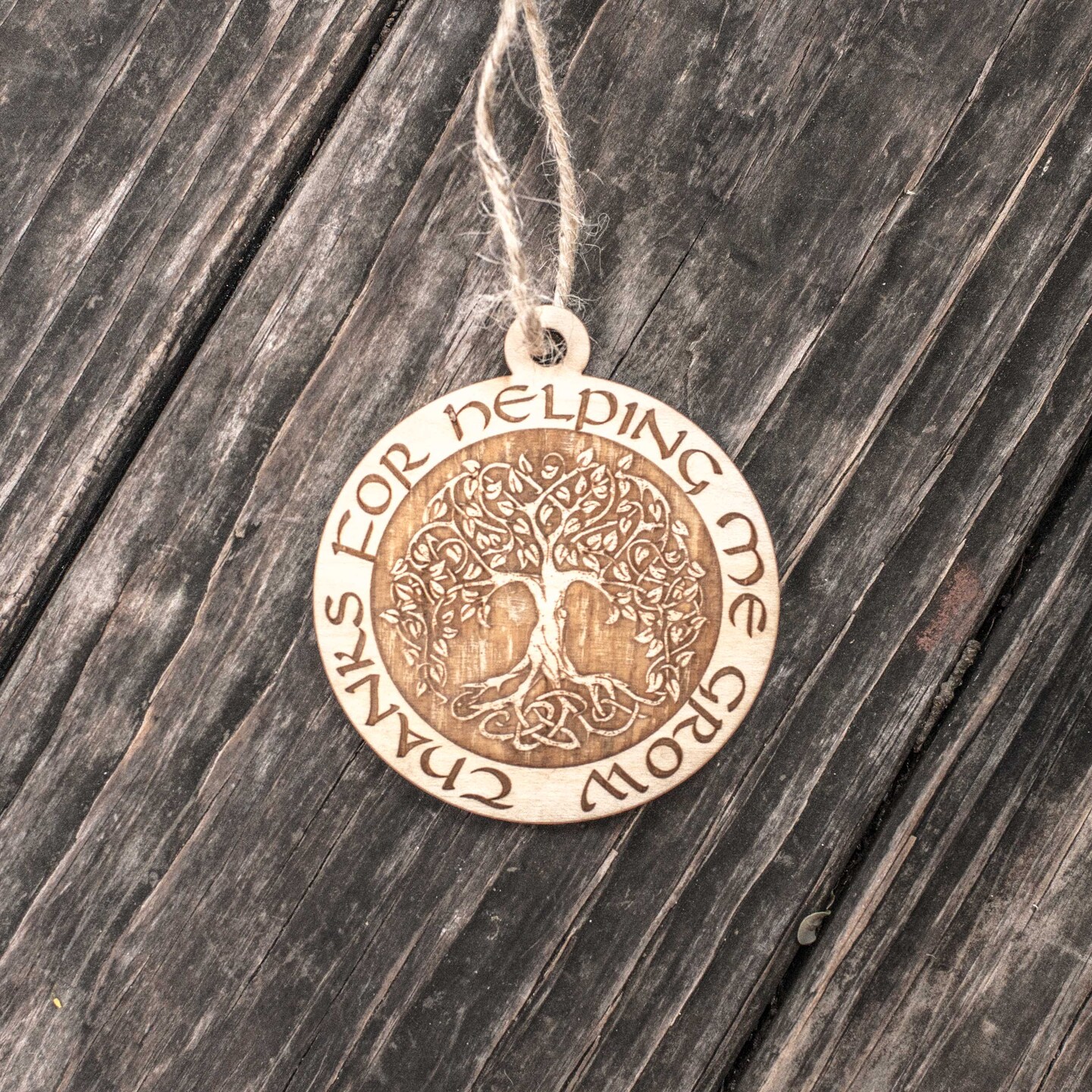 Ornament - Thanks for Helping Me Grow - Raw Wood 3x3in Ornament - Thanks for Helping Me Grow - Raw Wood 3x3in