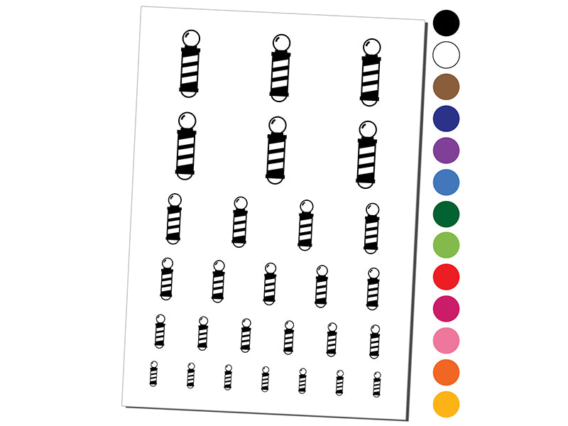 Barber Pole Icon Temporary Tattoo Water Resistant Fake Body Art Set Collection